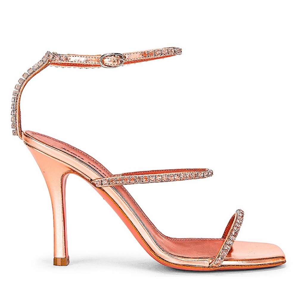 Amina Muaddi 95mm Gilda Sandal - Rose Gold
